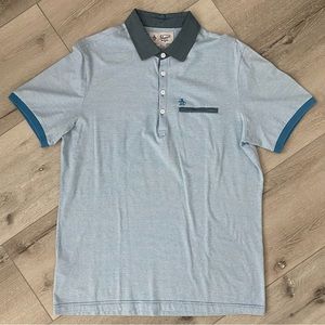 Original Penguin Men’s Striped Short Sleeve Shirt Blue SZM Blue Used Impeccable